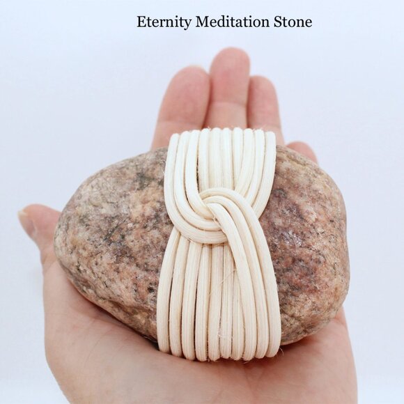 "Eternity" Rock Wrap with Rattan Meditation Stone crafted in Canada zen decor - Picture 1 of 7